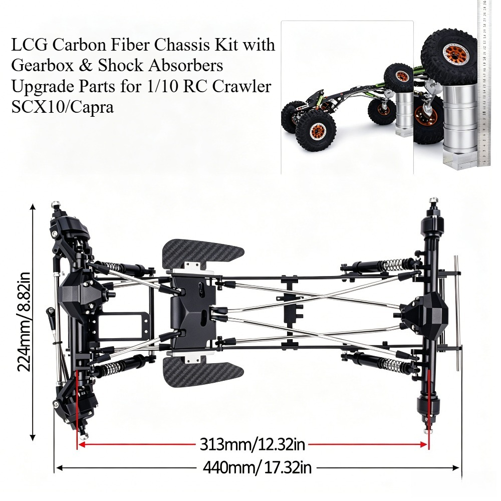 Rc Rock Crawler - مجموعة هيكل من ألياف الكربون LCG